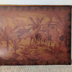 Large Giraffe Jungle Tropical Wooden Tapestry