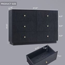 😀 Dresser for Bedroom, 47" Black 6 Drawer Dressers, Wood Tall Dresser Storage Organizer, Modern Chest of Drawers with Deep Storage for Closet Hallway