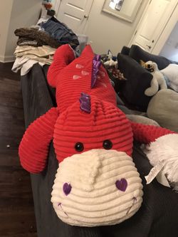 Large Pink Stuffed Dragon Animal