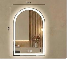 Atilioo 24-in W x 32-in H Arched 3-Color Light Memory Function Bathroom Mirror New