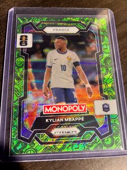Kylian Mbappé Panini Prizm Monopoly Green Prizm Card