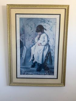 FRAMED VINTAGE-STYLE PORTRAIT PRINT – GIRL IN WHITE