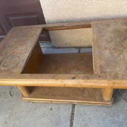 Real Wood Rolling Coffee Table No Glass