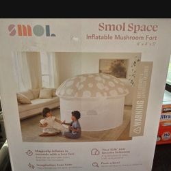 SMOL Kids Air Fort Inflatable Mushroom Play Tent, White/Beige, 4'x4'x5'