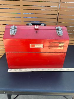 Vintage Sears Craftsman 9-6536 Double Cover Cantilever Metal Tool Box 18” Red USA