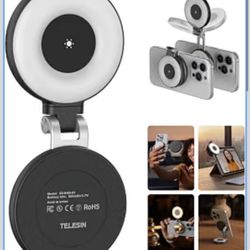 TELESIN C03 Strong Magnetic Phone Selfie Light for iPhone Magsafe CRI97 360° LED Beauty Selfie Ring Fill Light with Mirror for Selfies/Photography/Tik