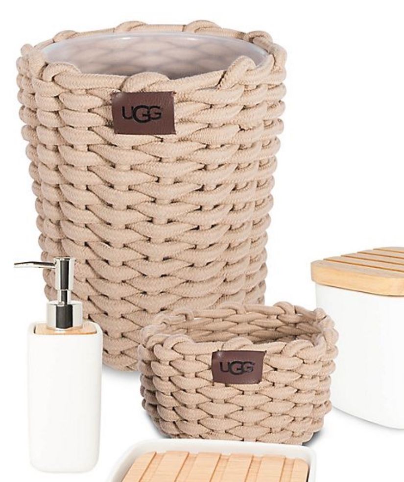 New UGG Bathroom Trash Can And Towel Basket Set
