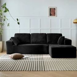 Modern Boneless Sectional Couch - Brand New In Box

Black Corduroy Sofa