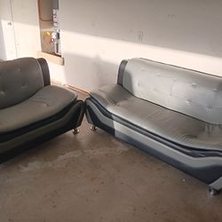 Puma Faux Leather Couch & Love Seat 