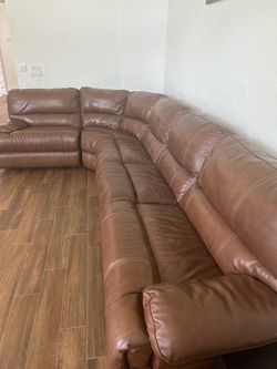 Large reclining Brown Leather Sectional Sofa