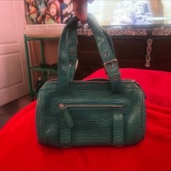 Green Croc Embossed Handbag