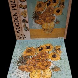 Wooden Puzzle 'The Sunflowers' By Van Gogh, 200 Pcs. w/5 Unique Shapes