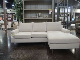 Interior Define Sloan 2-Pc Sectional Sofa - Oatmeal Fabric w/ Chaise, Floor Sample