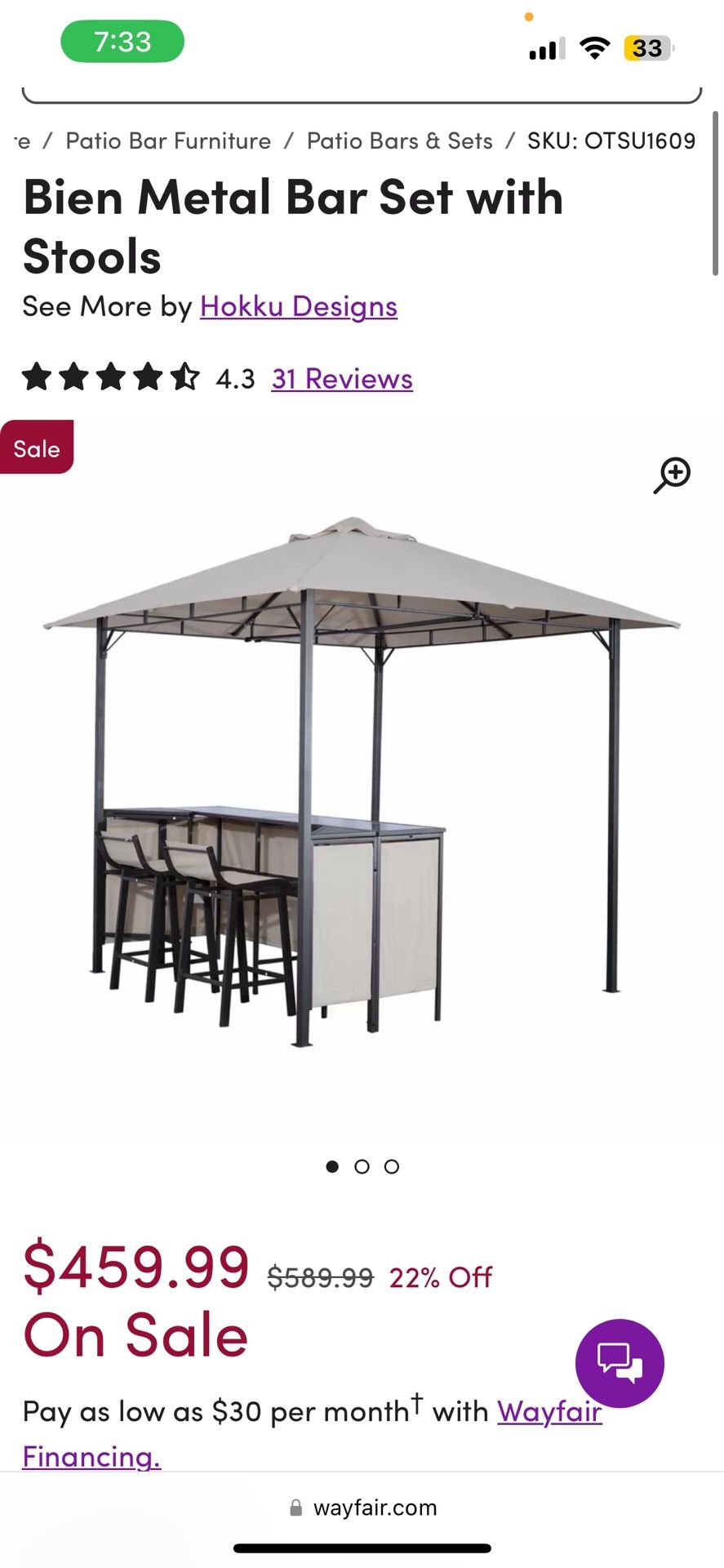 Bien Metal Bar Set with Stools