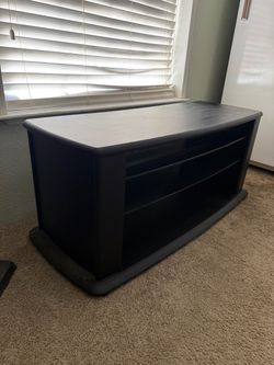 Black Wood TV Stand with Open Shelves