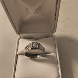 A Sterling Silver Size 7.5 Ring With Imitation Diamond