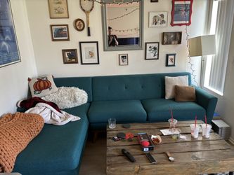 Large turquoise L Couch