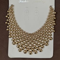 Fashion Jewelry Shiny Gold Layered Bead Necklace
