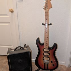 70s Univox Strat Sunburst Electric Guitar & Unixox Amp