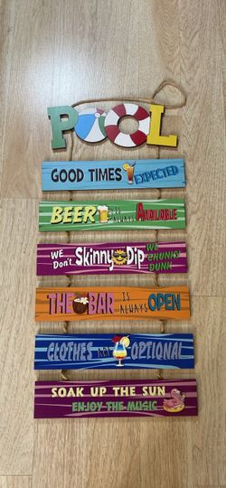 Colorful Wooden Pool Hanging Sign