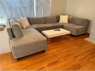 Living Spaces 6 Piece Sectional - Gray Velvet