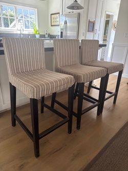 Set of 3 Upholstered Bar Stools