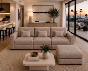 🔥 new Boneless Sofa, 3 seater with ottoman,  modular, Boneless  sectional couch, No Assembly Required L-8