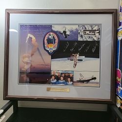 NASA Space Shuttle Atlantis STA-98 Crew Autograph W/ Crew Patch Framed