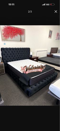 New Queen bed frame with mattress