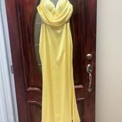 Yellow Long Silk dress