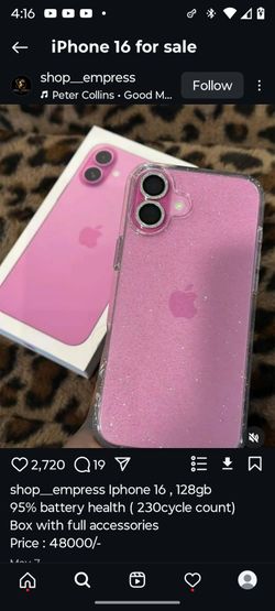 Apple iPhone 16 Pink 128GB with Case