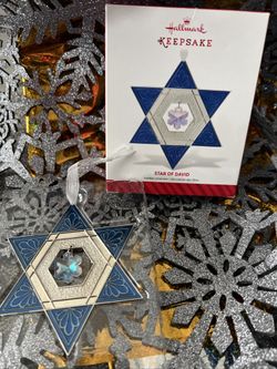 Hallmark 2014 Star Of David Metal Christmas Keepsake Ornament Dangling Snowflake