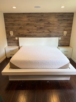 White king size bed frame