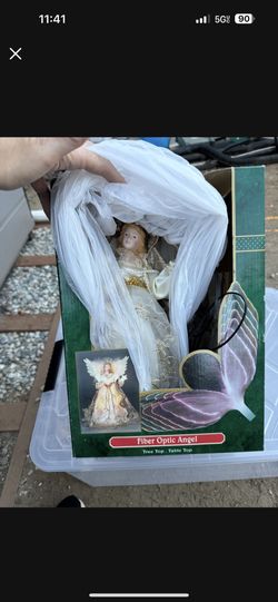 Gold Fiber Optic LED Ange Tree Topper 