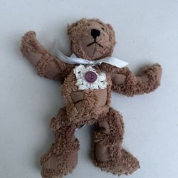 VTG 1999 From Grandma's Heart Brown Plush Stuffed Heart Chenille Teddy Bear 7.5"