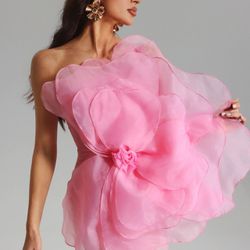 Bella Barnett Pink Flower Mini Dress Sz Sm