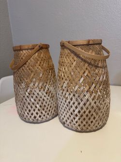 2 woven bamboo lanterns