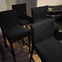 Ikea Bergmund/Henriksdal Bar Height Chairs (Set Of 4) W/ Removable Covers
