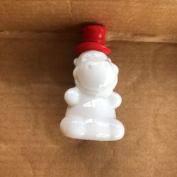 Vintage Avon Hippo Red HatMilk Glass