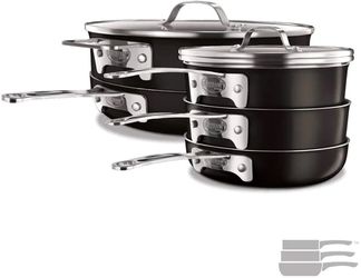 Gotham Steel Stackmaster Pots and Pans Set, 10 Piece Cookware Set,  Stackable Design with Nonstick Cast Texture Coating, Includes Skillets,  Sauce Pans, Stock Pots and Utensils, Dishwasher Safe, Black 