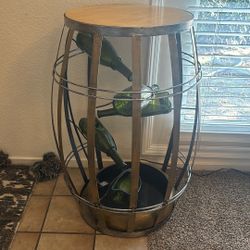 Vintage Wine barrel Water Fountain With Glass Bottles 