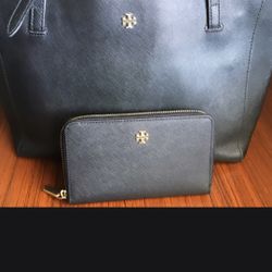 TORY BURCH AUTHENTIC EMERSON BUCKLE TOTE WITH MATCHING WALLET FIRM PLEASE 
