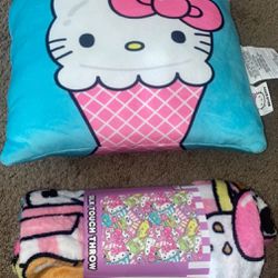 Hello Kitty Blanket And Pillow Set