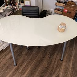 Frosted White Glass & Chrome Desk