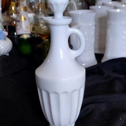 Vintage Milk Glass Paneled Cruet