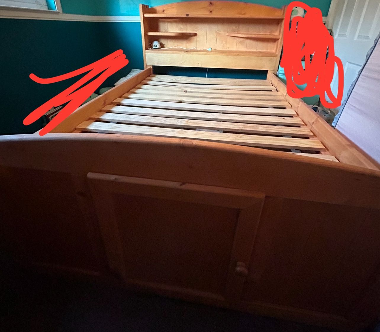Wooden Bed Frame And Desk/Vanity (full/double)