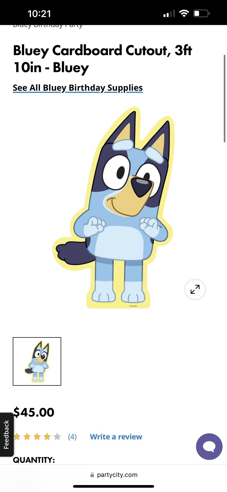 Bluey Cardboard Cutout, 3ft 10in Bluey, bluey