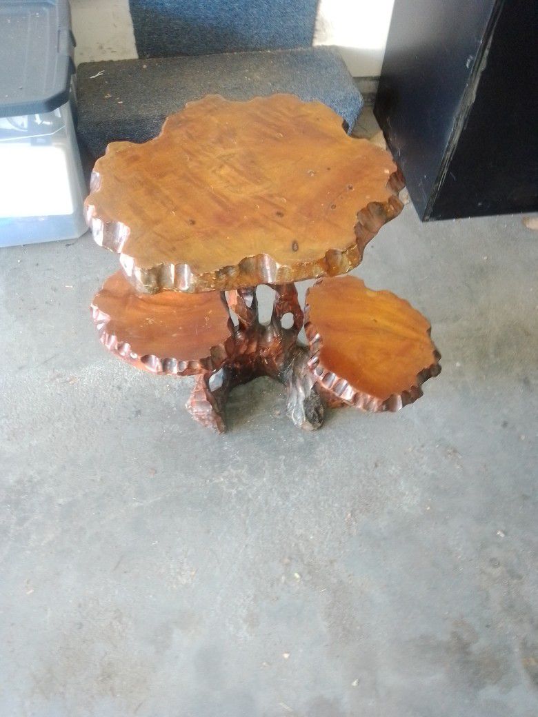 3 Tier Cedar Wood Table Very Rare 