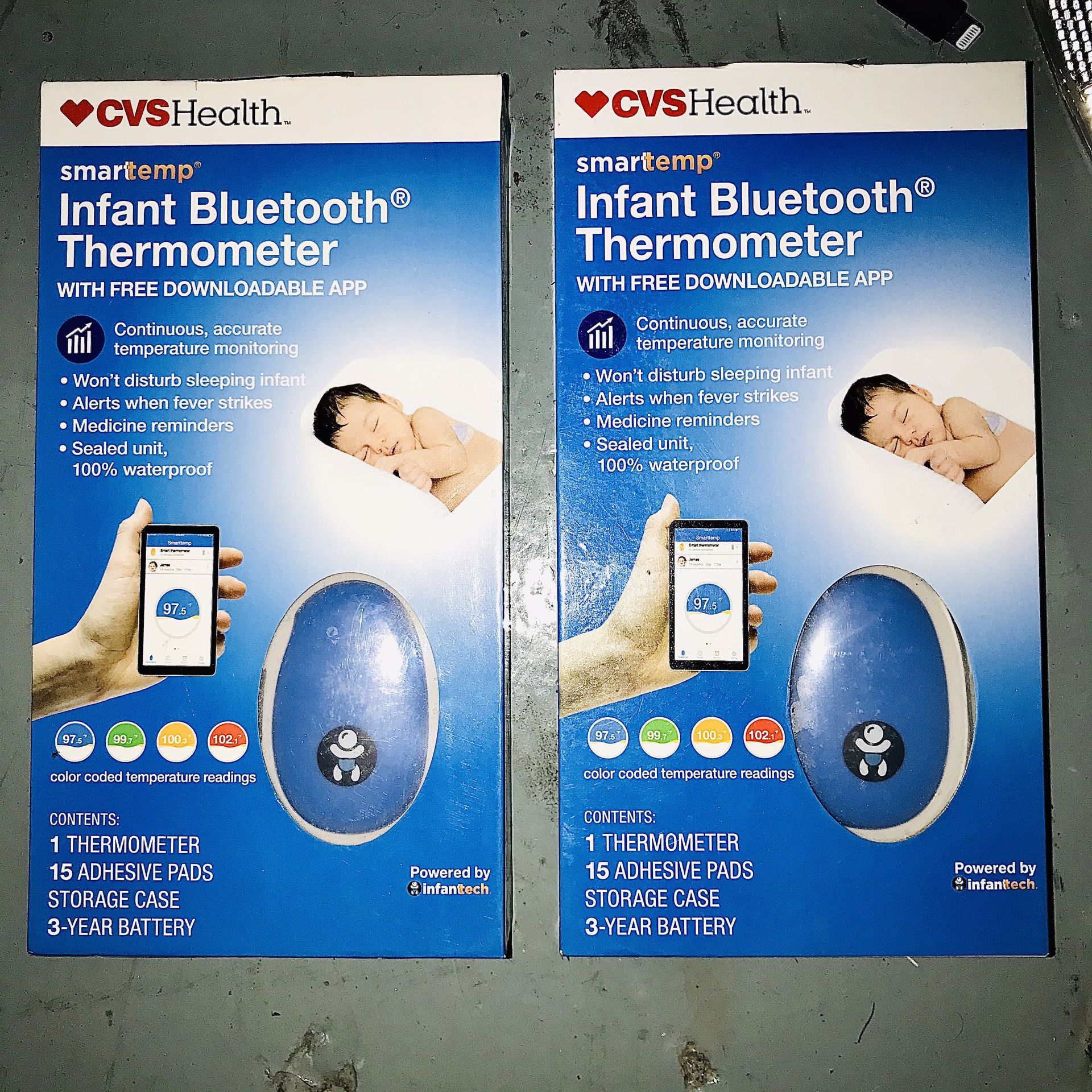 Infant BluTooth Thermometers (2 SmartTemp Thermometers)