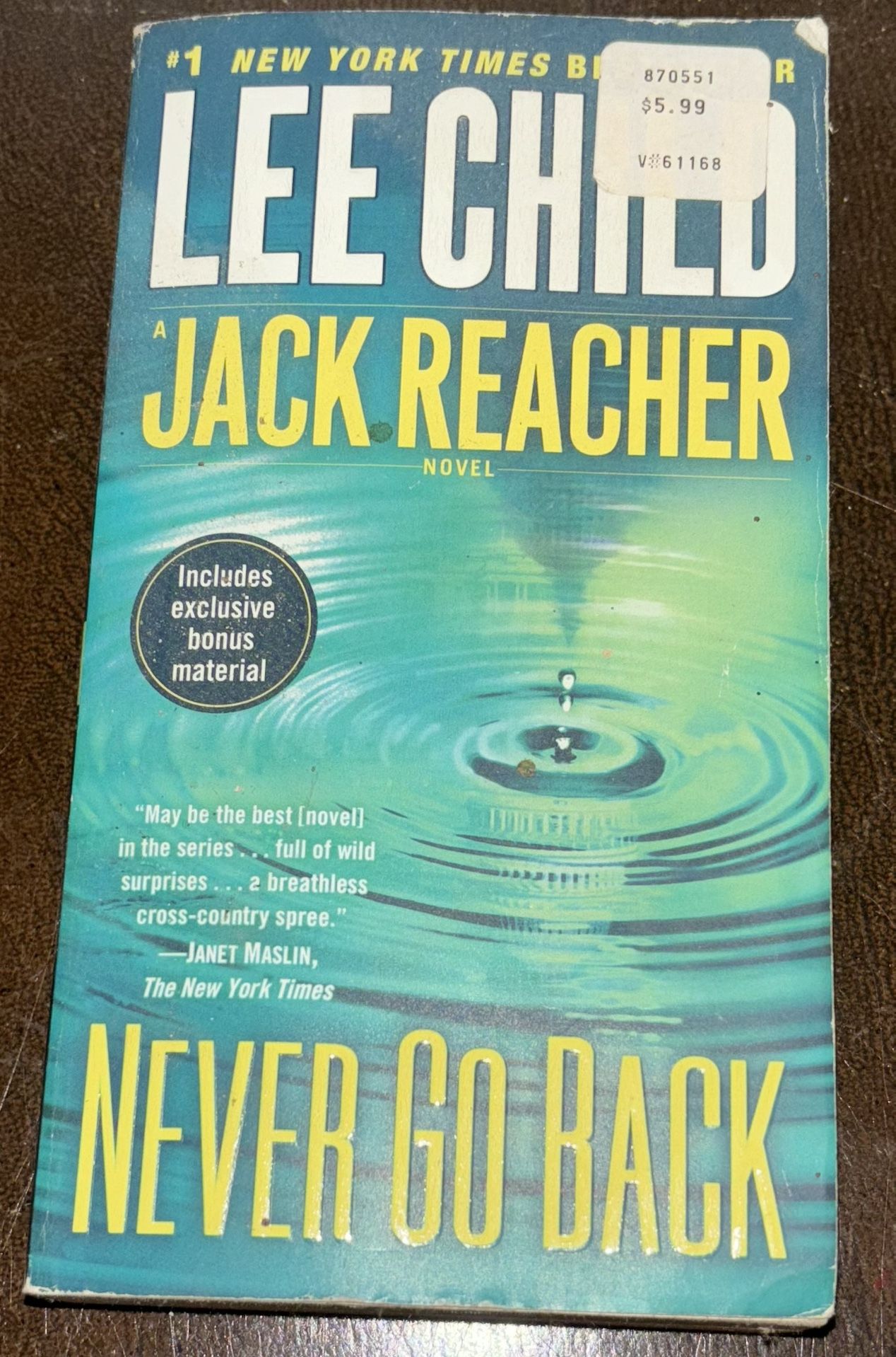 Jack Reacher (Never Go Back) By Lee Child NY Times #1 Bestselling Author 